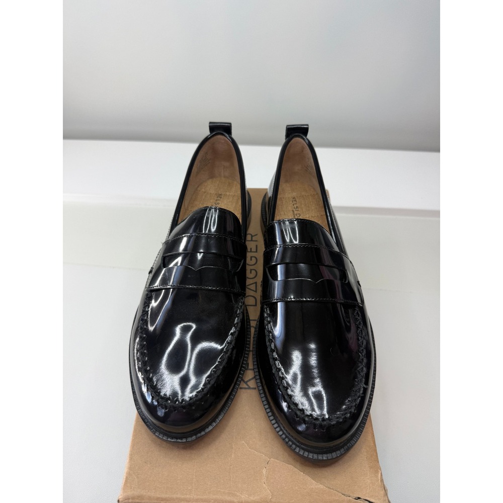 Kelsi Dagger Brooklyn Lenssb Patent Black Leather Penny Loafers Womens 9M NEW - Picture 2 of 8